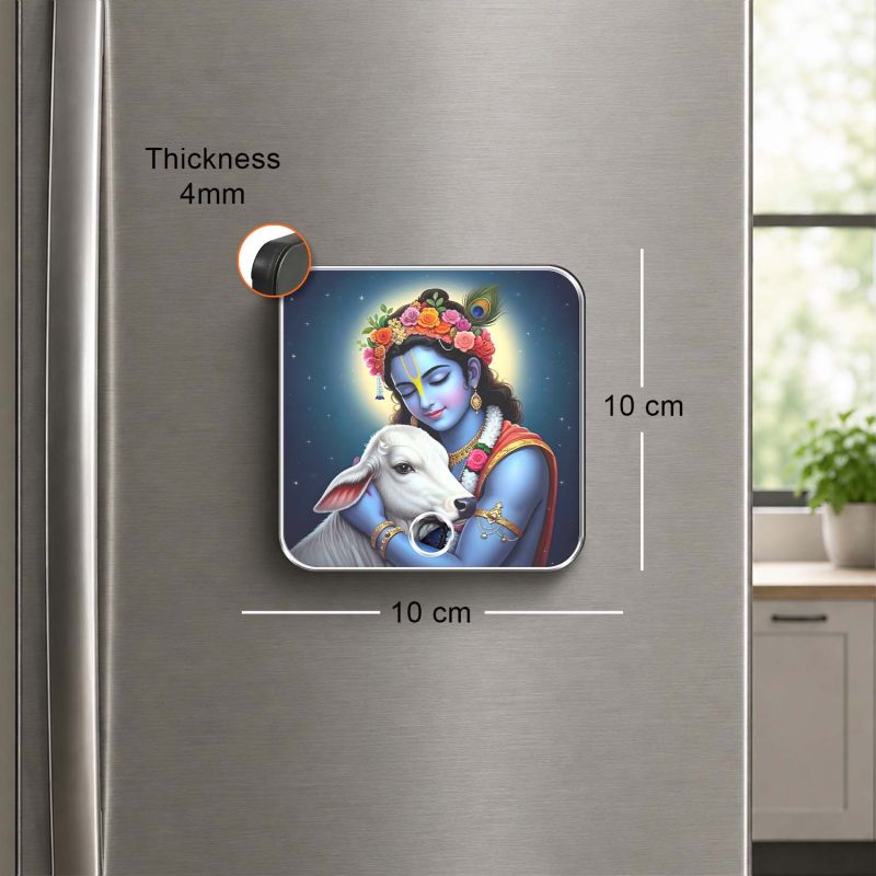 Lord Krishna Musical Fridge Magnet  Krishna Vasudevaya Mantra Playing Rechargeable Fridge Magnet Devotional Return Gift for Family & Friends Housewarming Gift Spiritual Home Decor